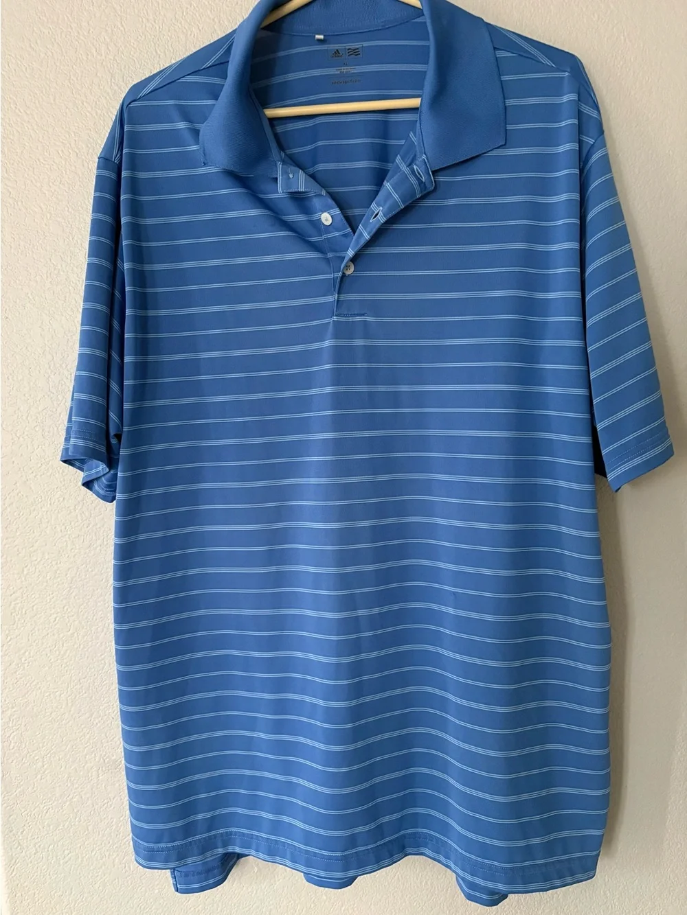 Men's Adidas Blue Striped Golf Polo Shirt sz XL